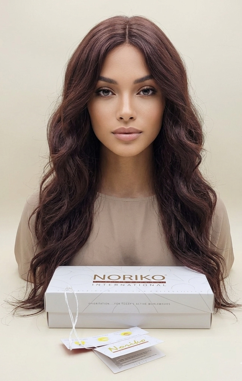 Noriko Jaden Wig Mulberry Brown Long Wavy Synthetic Hair Side Bangs 1707N NIB